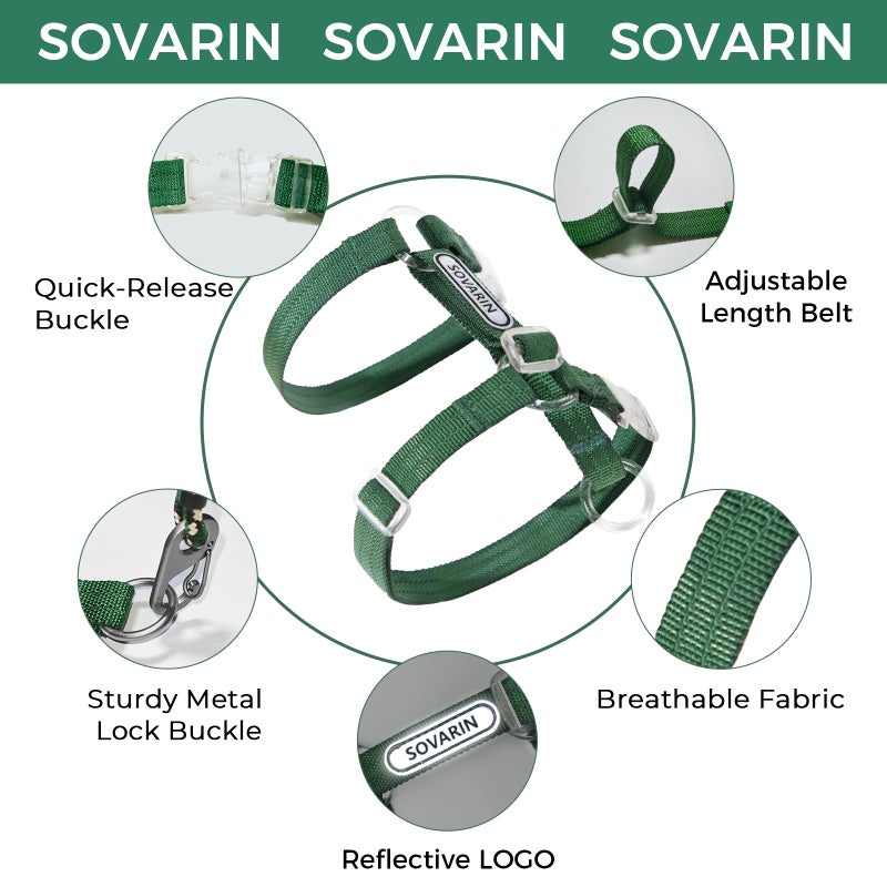 Sovarin Cat Harness and Leash Set - Green Lightweight Soft Kitten Harness Escape Proof, Adjustable Travel Pet Harness for Walkingï¼ŒEasy Control Comfortable Outdoor (Green, One Size Fits All) - Image 5