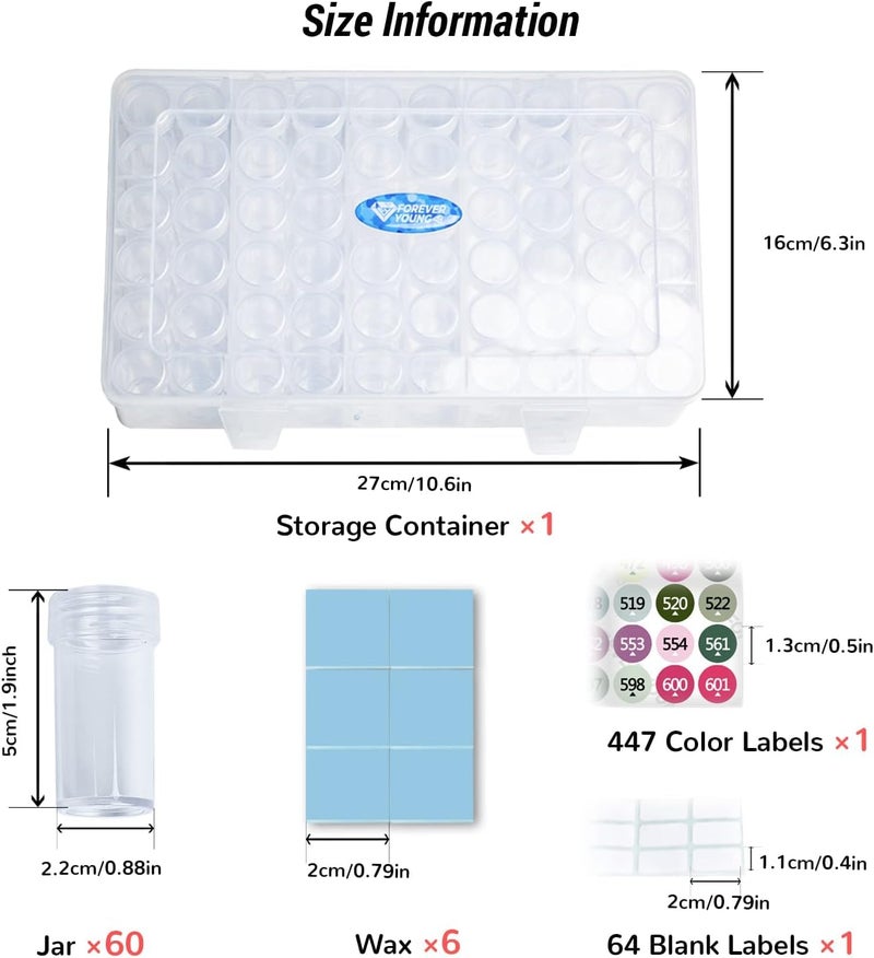 forever young Diamond Painting Storage Containers, 1 Pack 60 Grids Bead Organizer and Diamond Painting Labels, Bead Organizers and Storage for Diamond Art Accessories, Diamond Bead Storage - Image 5