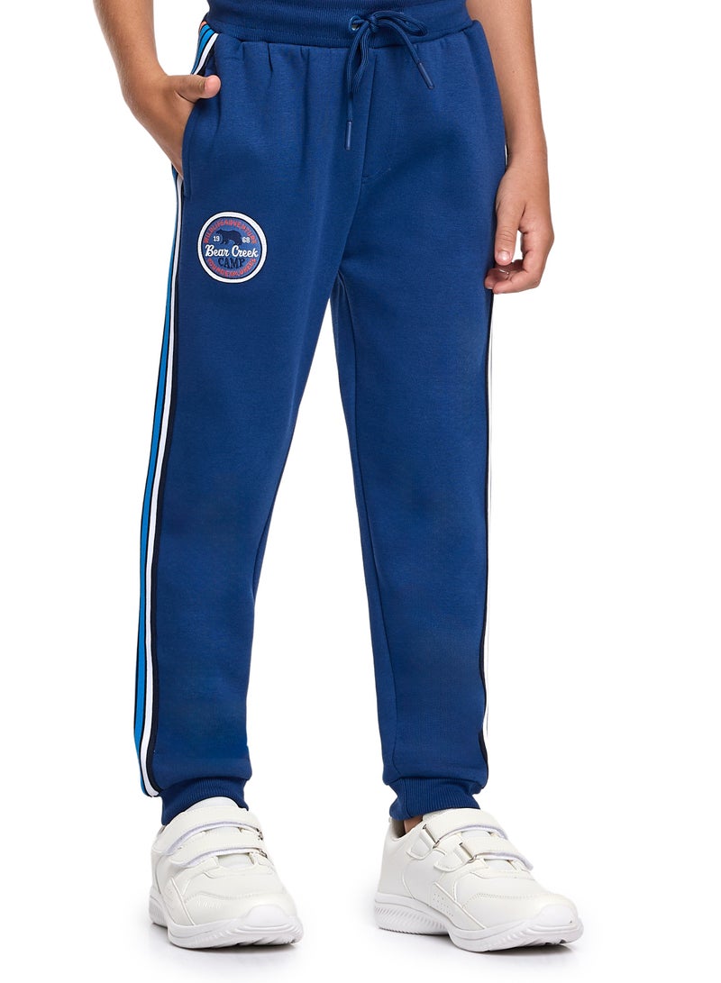 victor and jane Boys’ Warm Fleece Sweatshirt & Jogger Set – “Adventure” Graphic | Coral & Navy - Image 4