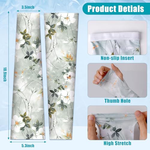 Bebila Gardening Sleeves for Women Farm UV Sun Protection Anti-Scratch Cooling Sleeves with Thumb Hole Arms Cover Outdoors (Watercolor flowers) - Image 5