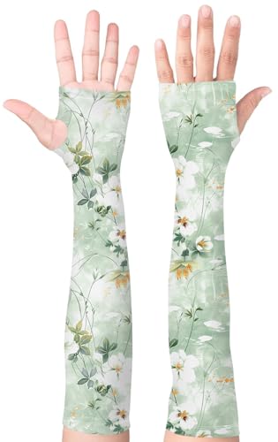 Bebila Gardening Sleeves for Women Farm UV Sun Protection Anti-Scratch Cooling Sleeves with Thumb Hole Arms Cover Outdoors (Watercolor flowers) - Image 1