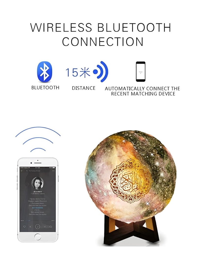 FIPKA Portable Quran Speaker LED Night Light, Colorful Moon Lamp  - Image 2