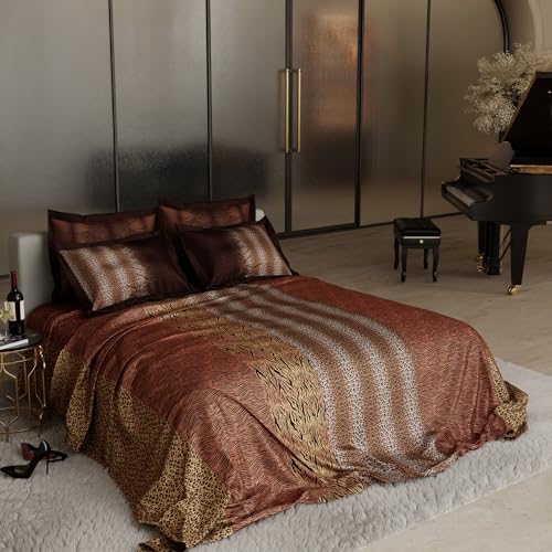 Stoa Paris 300TC Enriched Cotton Super Size Bedsheet with 4 Pillow Covers, 274cm x 274cm Ideal for Double & King Size Bed, Breathable, Moisture Absorption, All-Season Comfort, Untamed - Gold, Beige - Image 3