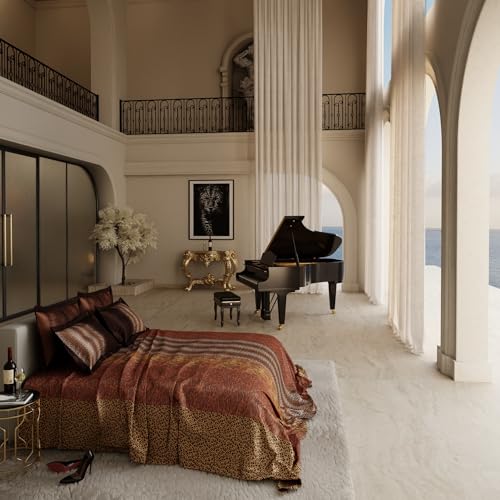 Stoa Paris 300TC Enriched Cotton Super Size Bedsheet with 4 Pillow Covers, 274cm x 274cm Ideal for Double & King Size Bed, Breathable, Moisture Absorption, All-Season Comfort, Untamed - Gold, Beige - Image 2