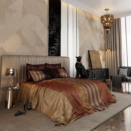 Stoa Paris 300TC Enriched Cotton Super Size Bedsheet with 4 Pillow Covers, 274cm x 274cm Ideal for Double & King Size Bed, Breathable, Moisture Absorption, All-Season Comfort, Untamed - Gold, Beige - Image 1