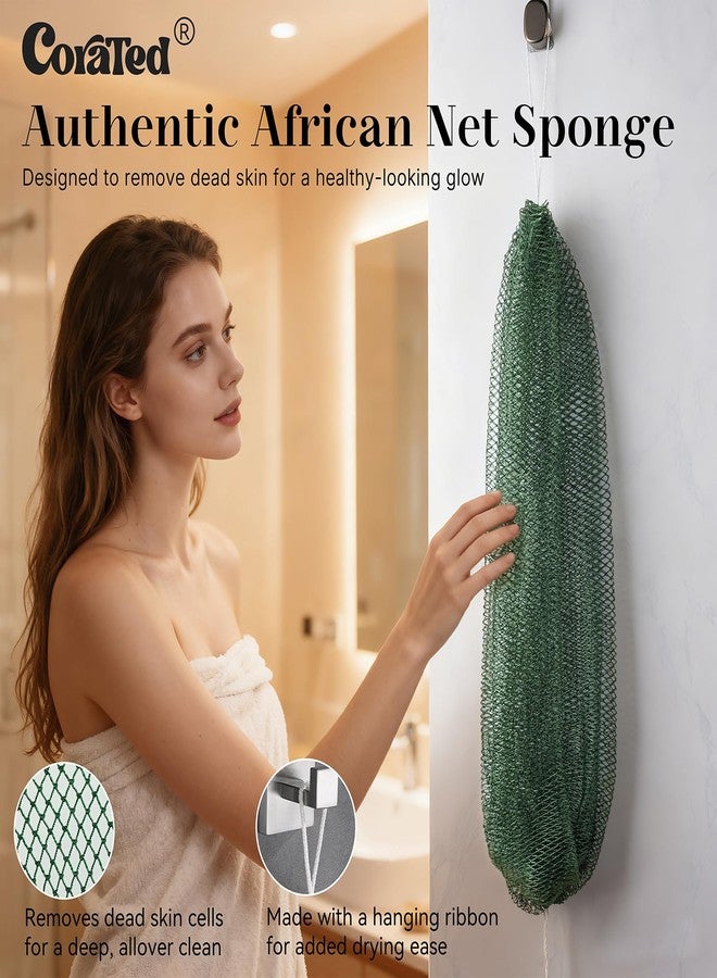 CORATED African Net Sponge Authentic, Shower Loofah Exfoliating Bath Sponge, Body Scrubber for Women and Men Daily Use Body Care, Travel Portable Bath Accessories Spa Gifts - Image 2