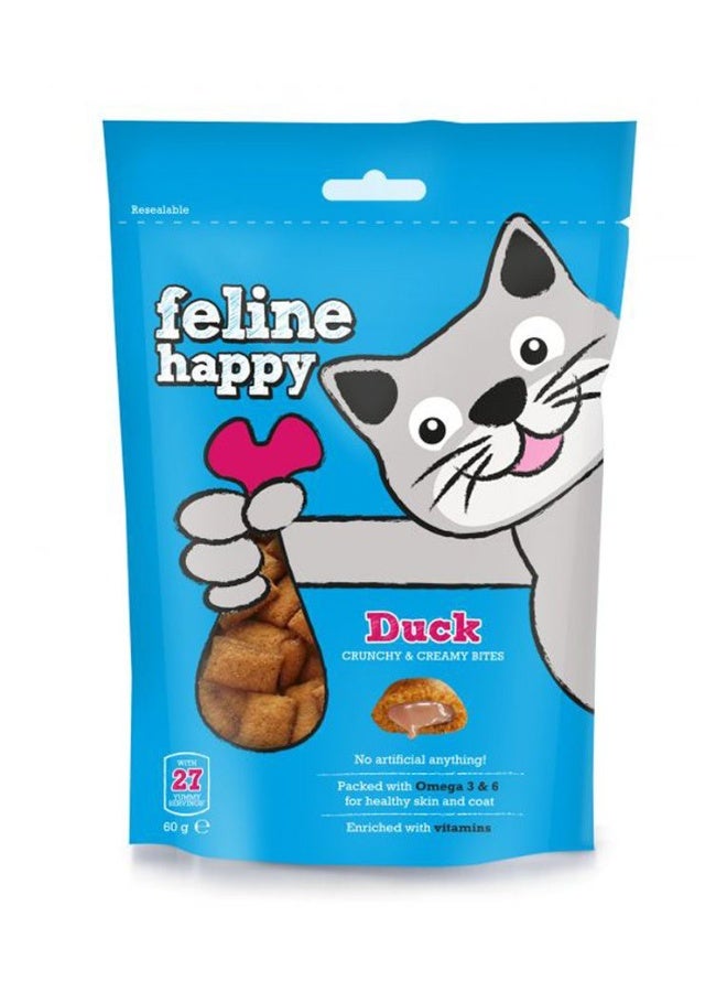 Feline Happy Duck Crunchy & Creamy Cat Treats 60g - Image 1