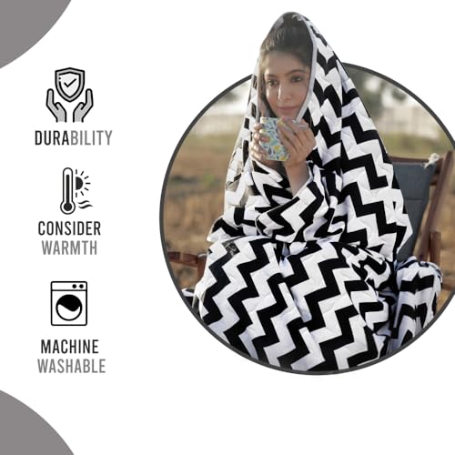 Divine Casa Microfibre All-Weather 150 GSM Printed Reversible Double Bed Size Quilt Comforter Blanket (254 x 230 CM, Navy Blue and D White)| TC - 150 - Image 4