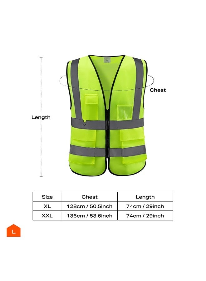 LAWAZIM High Visibility Yellow Safety Vest Multi-Pocket Breathable 160g Workwear with Reflective Stripes Unisex for Construction Roadside Traffic Control Cycling Jogging Outdoor Use - Image 5