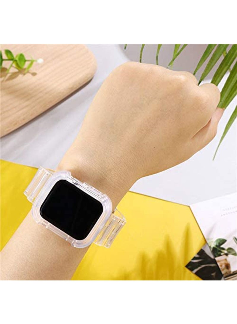 GT-Wheel - Clear Watch Band for Apple Watch, Transparent Clear Soft Silicone Sports iWatch Band Strap for Apple Watch Series 6/5/4/SE - Image 1