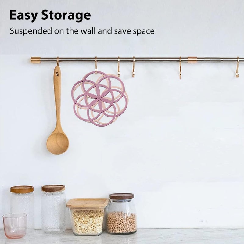 Supvox® 4pcs Silicone Trivet Mat, Hot Pot Holder Hot Pads for Table & Countertop - Trivet for Hot Dishes - Non-Slip & Heat Resistant Modern Kitchen Hot Pads for Pots & Pans - Image 5