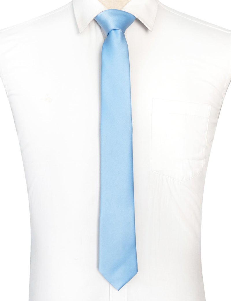 JEMYGINS Baby Blue Tie Mens Necktie for Business and Wedding (Light Blue) - Image 4