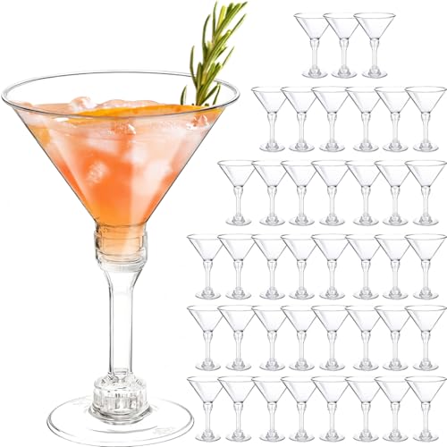 CALBODE 40 Pack Plastic Martini Glasses 5 Oz Disposable Cocktail Glasses, Tall Mini Martini Cups, Plastic Margarita Glasses Perfect for Thanksgiving Christmas Party Btirhday Wedding and All Events - Image 1