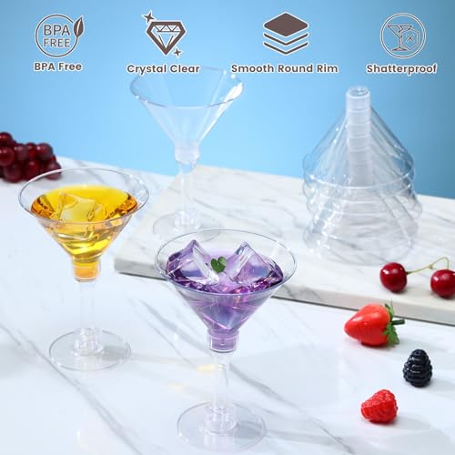 CALBODE 40 Pack Plastic Martini Glasses 5 Oz Disposable Cocktail Glasses, Tall Mini Martini Cups, Plastic Margarita Glasses Perfect for Thanksgiving Christmas Party Btirhday Wedding and All Events - Image 5
