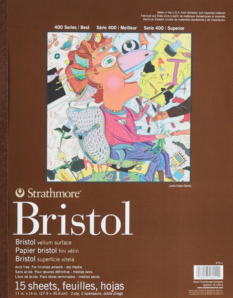 Strathmore 400 Series Bristol 2Ply Vellum 11x14 Tape Bound 15 Sheets