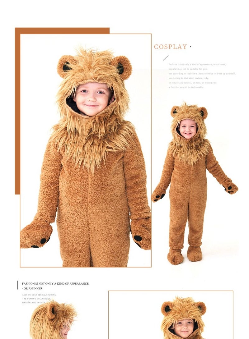 xppier Lion Costume for Kids and Toddlers, Halloween Costume for Kids, Animal Costumes for Kids, Hooded Jumpsuit Animal Outfit for Cosplay Costume Party, Birthday, Photo Shoot, 8-10 Years  - Image 5