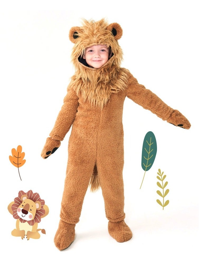 xppier Lion Costume for Kids and Toddlers, Halloween Costume for Kids, Animal Costumes for Kids, Hooded Jumpsuit Animal Outfit for Cosplay Costume Party, Birthday, Photo Shoot, 8-10 Years  - Image 3