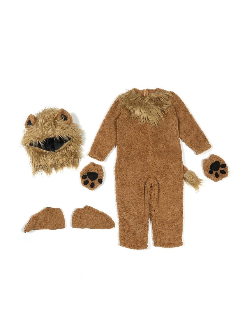 xppier Lion Costume for Kids and Toddlers, Halloween Costume for Kids, Animal Costumes for Kids, Hooded Jumpsuit Animal Outfit for Cosplay Costume Party, Birthday, Photo Shoot, 8-10 Years - Image 5