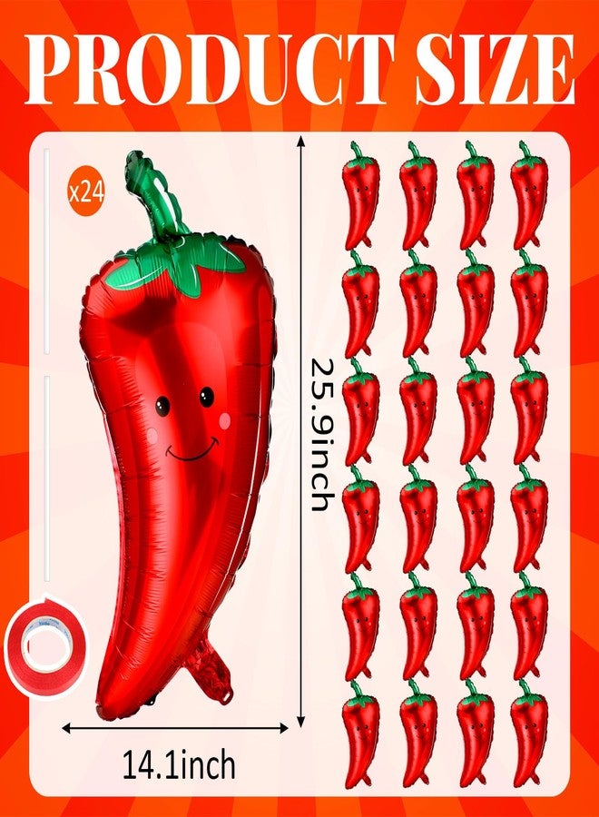 Arrowbash 24 Pcs Chili Pepper Decoration Chili Foil Balloons Decor Pepper Cook off Contest Birthday Party Decoration Fiesta Vegetables BBQ Aluminum Balloons for Mexican Fiesta Party Supplies - Image 2