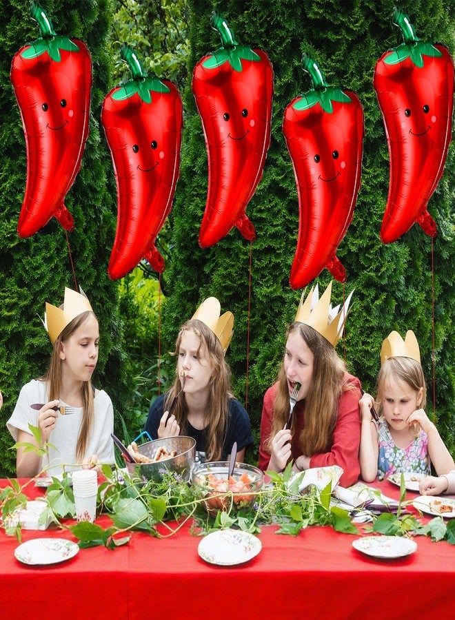 Arrowbash 24 Pcs Chili Pepper Decoration Chili Foil Balloons Decor Pepper Cook off Contest Birthday Party Decoration Fiesta Vegetables BBQ Aluminum Balloons for Mexican Fiesta Party Supplies - Image 3