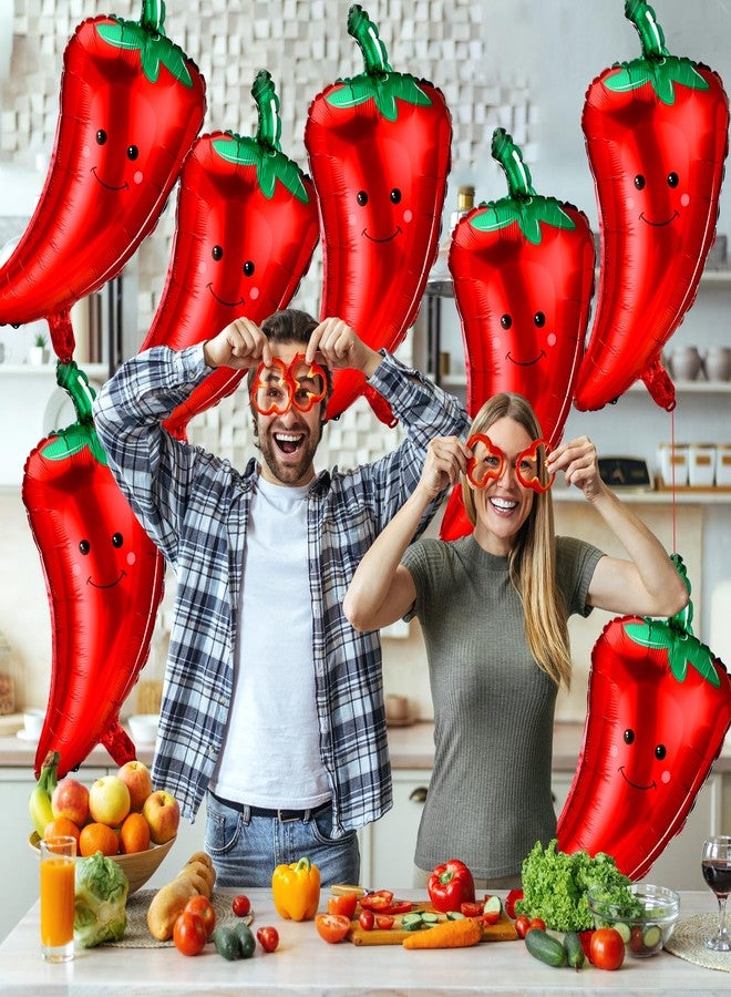 Arrowbash 24 Pcs Chili Pepper Decoration Chili Foil Balloons Decor Pepper Cook off Contest Birthday Party Decoration Fiesta Vegetables BBQ Aluminum Balloons for Mexican Fiesta Party Supplies - Image 4