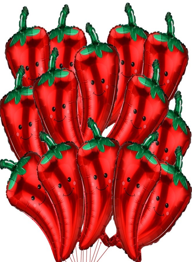 Arrowbash 24 Pcs Chili Pepper Decoration Chili Foil Balloons Decor Pepper Cook off Contest Birthday Party Decoration Fiesta Vegetables BBQ Aluminum Balloons for Mexican Fiesta Party Supplies - Image 1