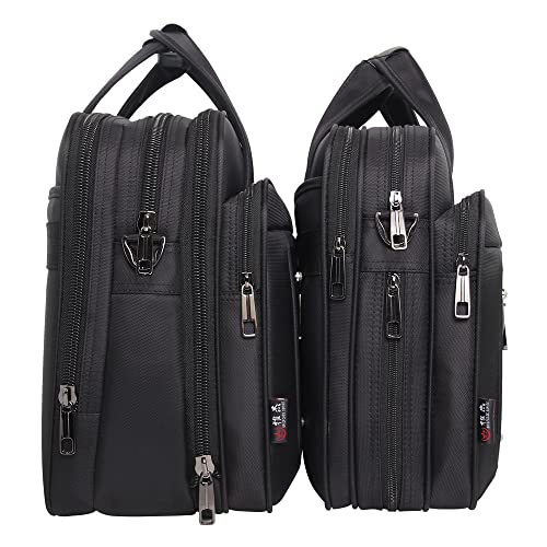 YAJIE Men's X-Large Black Canvas Tote Laptop Bag, 19 Inch, Work Briefcase with Laptop Compartment, Water-Repellent, Limited - Image 2