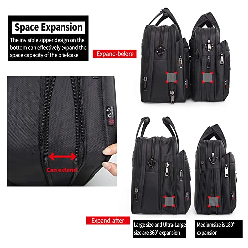YAJIE Men's X-Large Black Canvas Tote Laptop Bag, 19 Inch, Work Briefcase with Laptop Compartment, Water-Repellent, Limited - Image 5