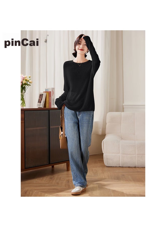Pincai Knitted Sweater For Women, Spring And Autumn Thin Style, Solid Color Pullover, Inner Layer Base Shirt, Simple Casual Top P143z3019 - Image 5