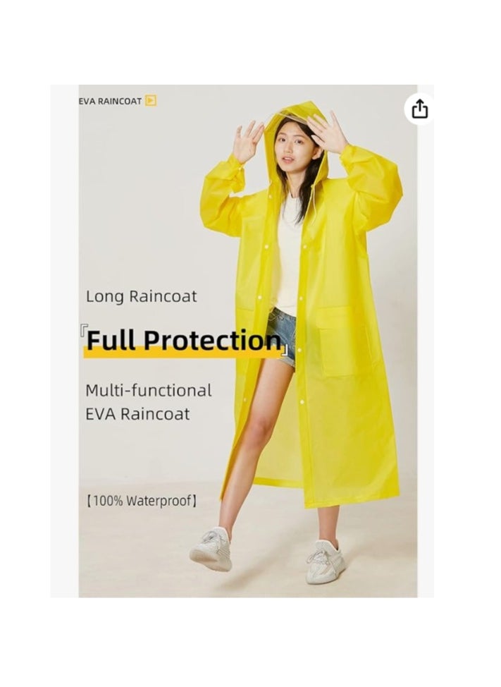 OASIS-TH 1 PCS Reusable Adults Raincoats,Rain Ponchos with Hood Drawstring, Lightweight Rain Coat Waterproof Yellow  - Image 2