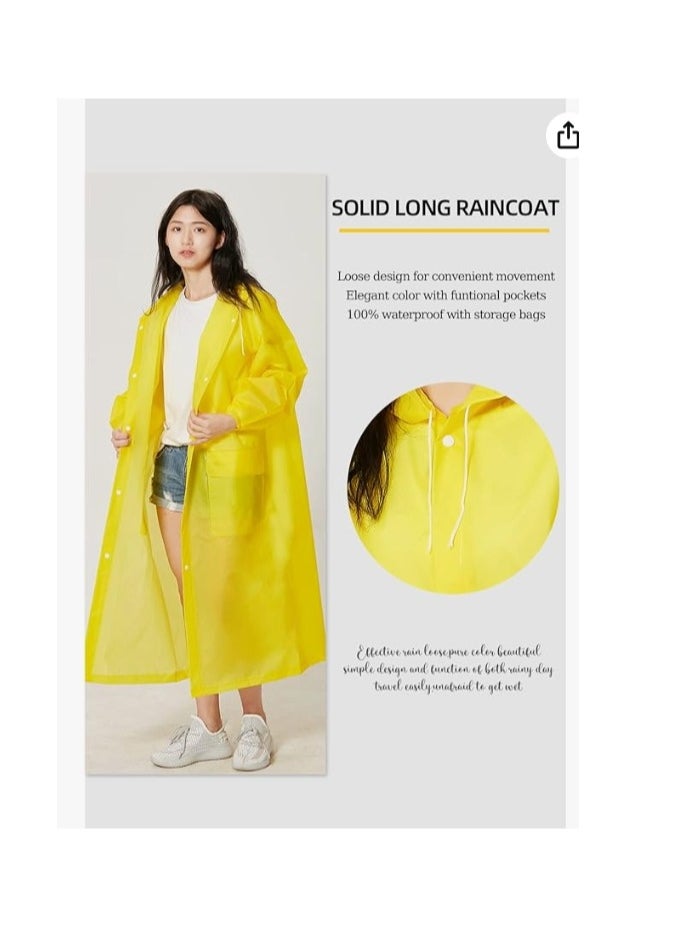 OASIS-TH 1 PCS Reusable Adults Raincoats,Rain Ponchos with Hood Drawstring, Lightweight Rain Coat Waterproof Yellow  - Image 5