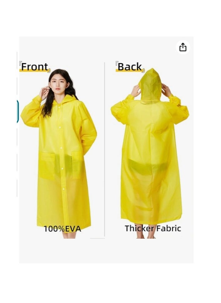 OASIS-TH 1 PCS Reusable Adults Raincoats,Rain Ponchos with Hood Drawstring, Lightweight Rain Coat Waterproof Yellow  - Image 3