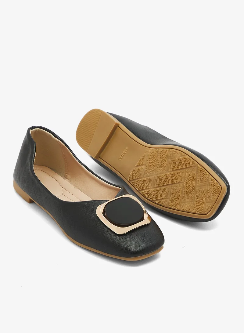 Ginger Buckle Detail Ballet Flats