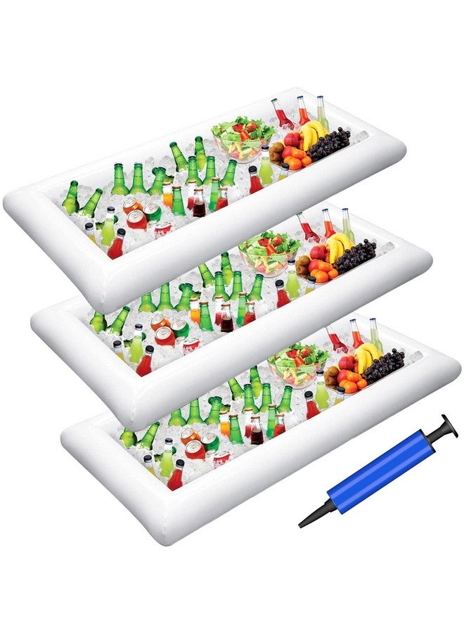 Jasonwell 3 PCS Inflatable Serving Bars Ice Buffet Salad Serving Trays Food Drink Holder Cooler Containers Indoor Outdoor BBQ Picnic Pool Party Supplies Luau Cooler w Drain Plug - Image 1