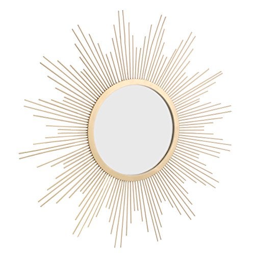 Stonebriar Round 23" Antique Gold Metal Starburst Hanging Wall Mirror with Attached Mounting Bracket, Decorative Decor for the Living Room, Bedroom, Bathroom, Hallway, and Entryway - Image 2
