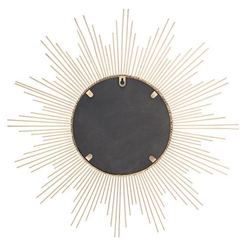 Stonebriar Round 23" Antique Gold Metal Starburst Hanging Wall Mirror with Attached Mounting Bracket, Decorative Decor for the Living Room, Bedroom, Bathroom, Hallway, and Entryway - Image 5