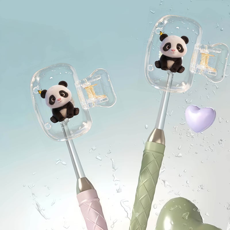 2pcs Cute Panda Print Toothbrush Holder Set for Home Travel Storage Cover - Image 1