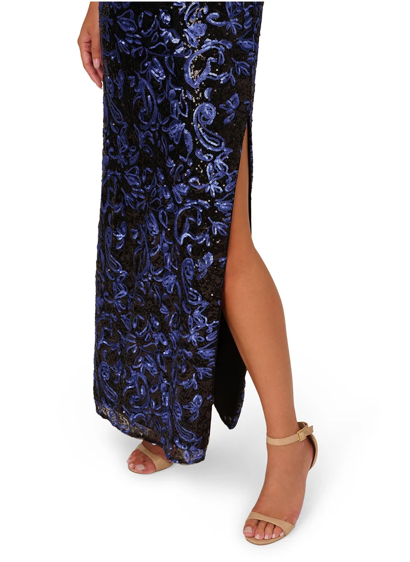ادريانا بابيل Crew Neck Sequin Maxi Dress