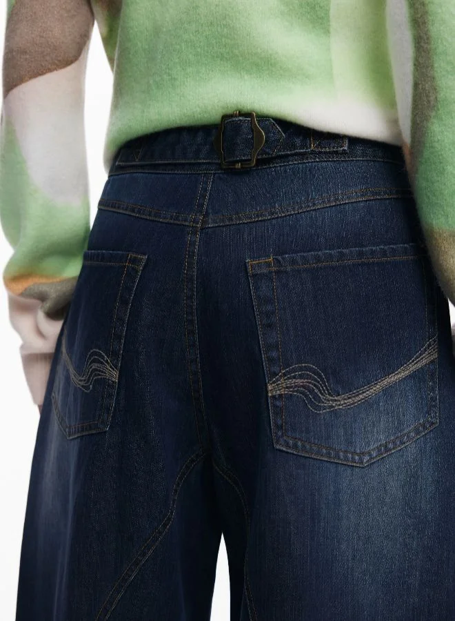 DESIGUAL Blue Long Balloon Jeans for Women | Best Price UAE