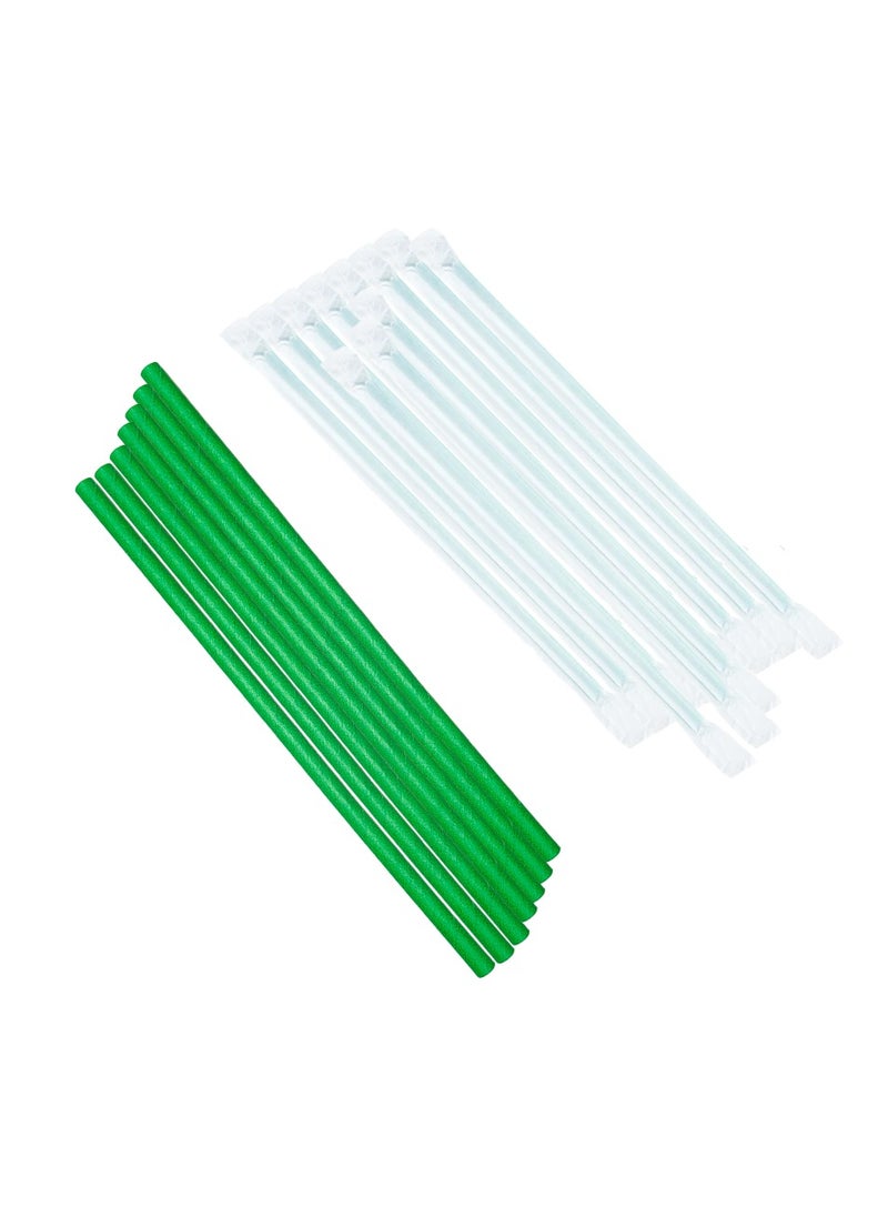 YASHTECH 8mm Paper Straws Green Individually Wrapped Pack of 500  - Image 1