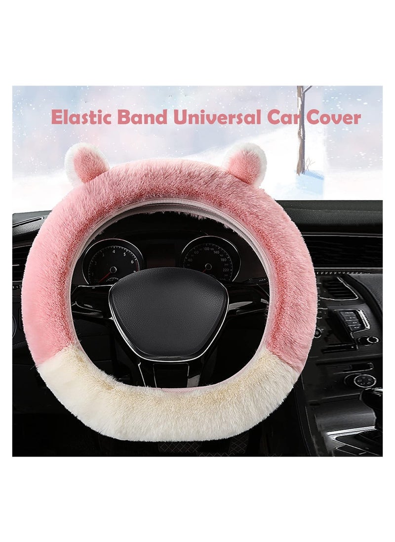 SYOSI Fluffy Steering Wheel Cover for Women, Winter Fashion Wool Fur Soft Furry Steering Wheel Covers Fuzzy Warm Plush Non-Slip Car Decoration Universal 15 Inch, Fit for O D Shaped Steering Wheel  - Image 4