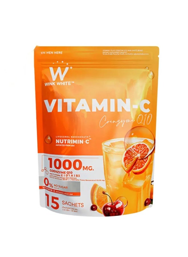 Wink White Vitamin C Coenzyme Q10 Powder Drink 15 Sachets | 1000mg No Sugar - Image 1