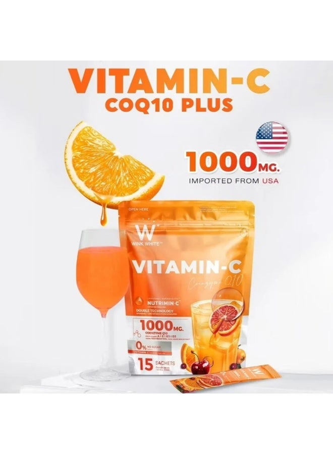 Wink White Vitamin C Coenzyme Q10 Powder Drink 15 Sachets | 1000mg No Sugar - Image 5