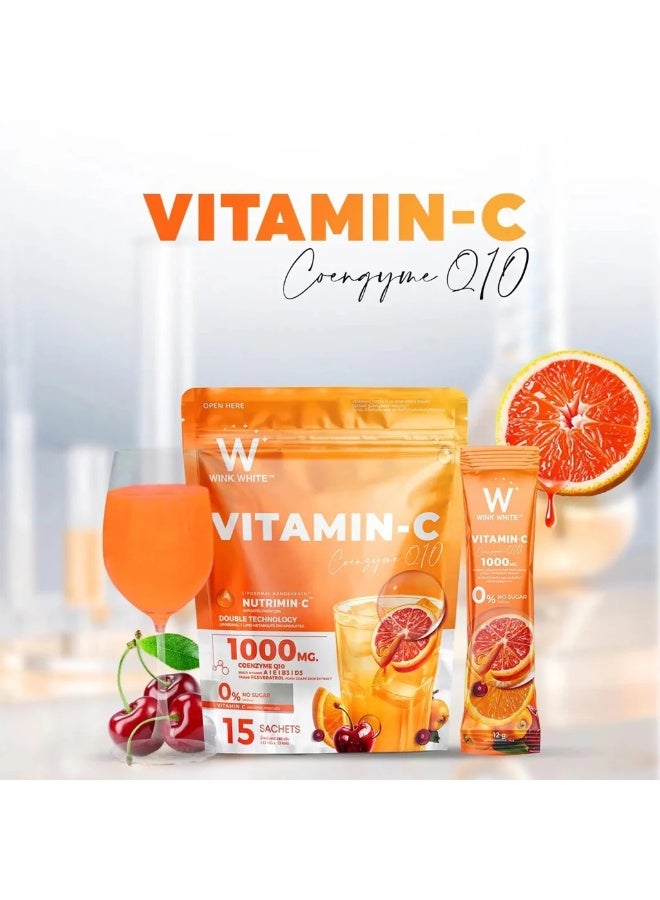 Wink White Vitamin C Coenzyme Q10 Powder Drink 15 Sachets | 1000mg No Sugar - Image 4