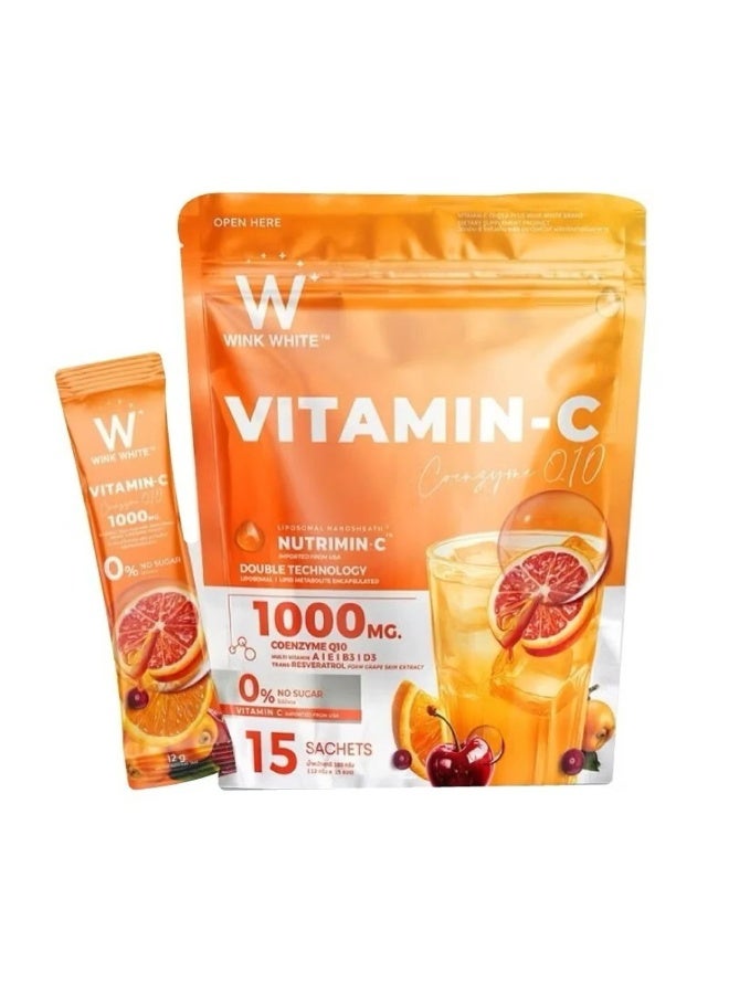 Wink White Vitamin C Coenzyme Q10 Powder Drink 15 Sachets | 1000mg No Sugar - Image 2