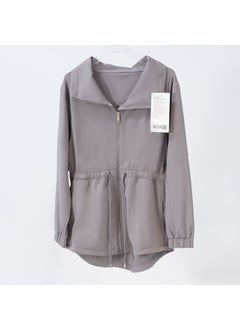 Spring Autumn Yoga Suit Turtle Neck Polo Jacket Womens Sporty Casual Fit Waist-Fitted Jacket Loose-Fit Training Outerwear Medium gray 036 waist jacket