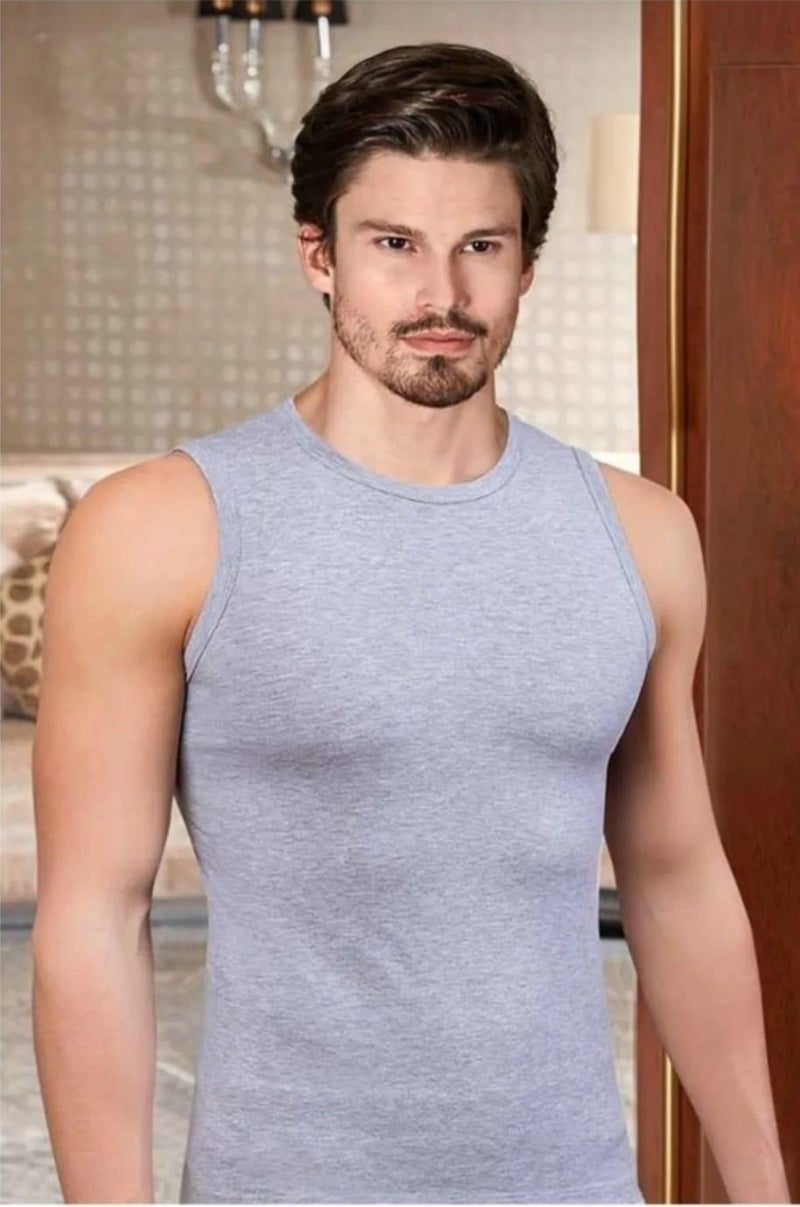 Berrak 1026 Men's Jersey Lycra Sleeveless Crew Neck Undershirt 12 Pieces