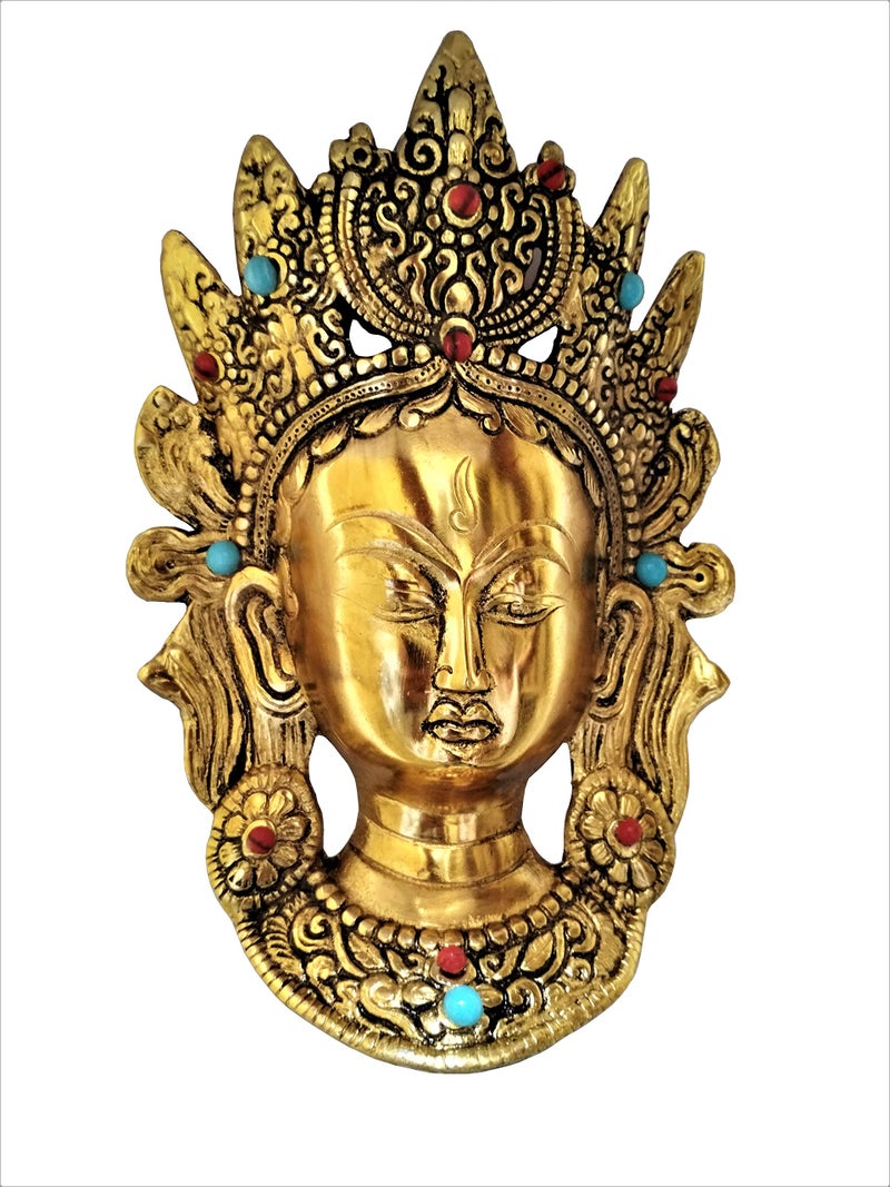 Purpledip Metal Face Mask Goddess Tara: Buddhist Goddess Wall Plaque (11548) - Image 5