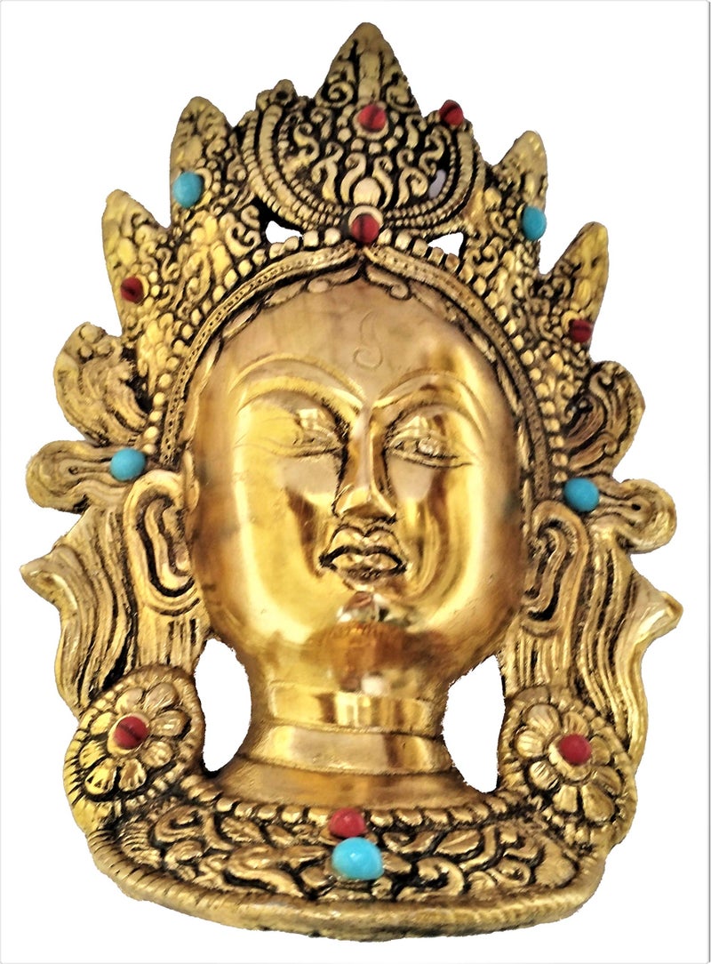 Purpledip Metal Face Mask Goddess Tara: Buddhist Goddess Wall Plaque (11548) - Image 3
