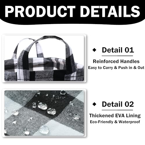 Kaaltisy Buffalo Storage Basket - Black and White Foldable Storage Baskets, Buffalo Plaid Cube Storage Bins for Shelves, Home Office Organizer Containers for Closet, Towels, Drawers - 3 Pack - Image 3